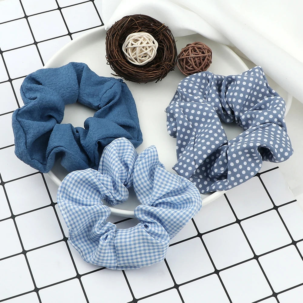 Set de 3 Scrunchies Estampados – Estilo Coreano para Peinados Elegantes