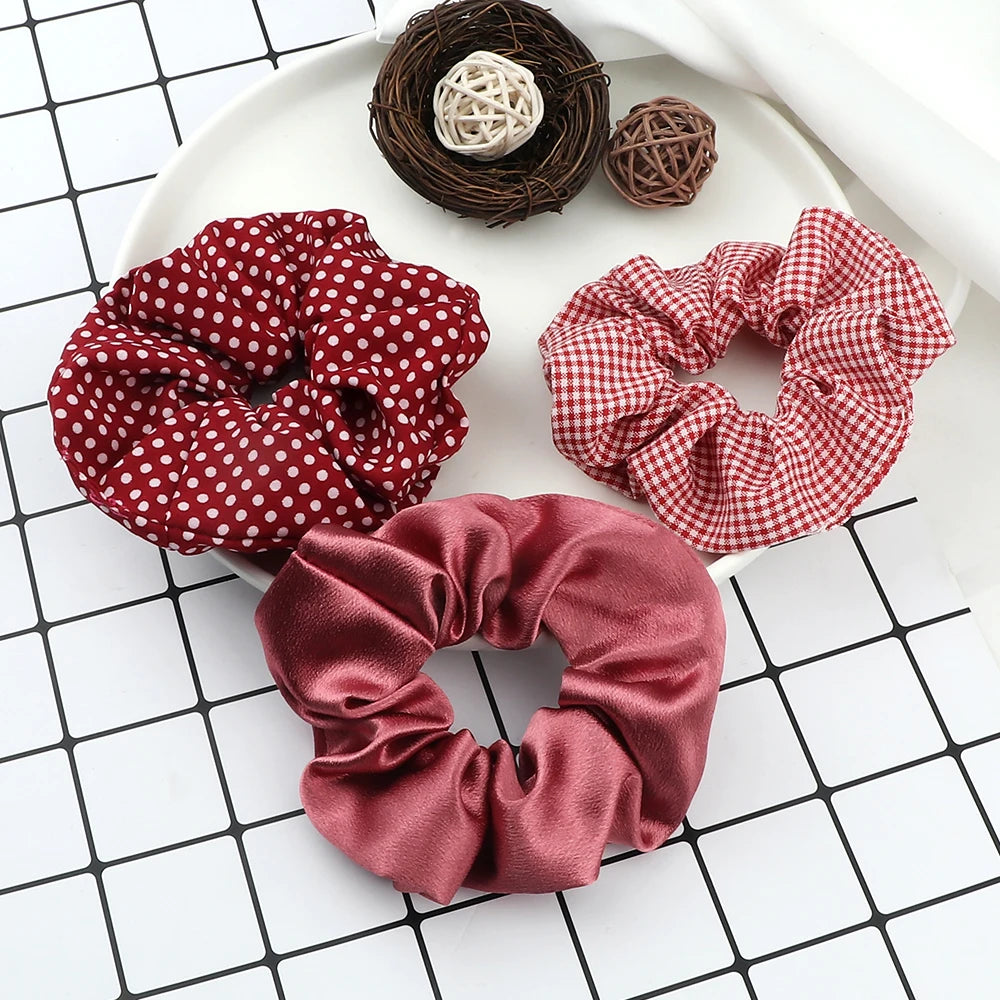 Set de 3 Scrunchies Estampados – Estilo Coreano para Peinados Elegantes