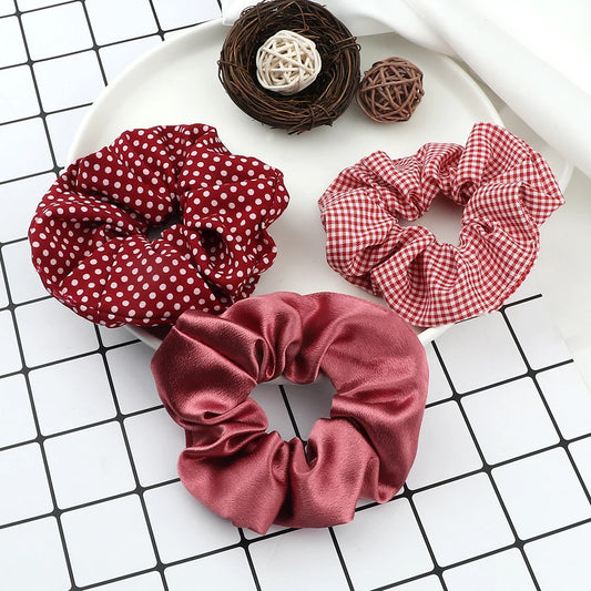 Set de 3 Scrunchies Estampados – Estilo Coreano para Peinados Elegantes