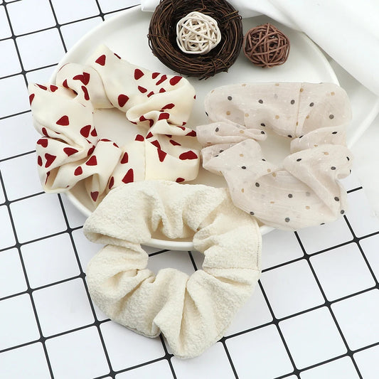 Set de 3 Scrunchies Estampados – Estilo Coreano para Peinados Elegantes