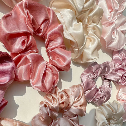 Pack de 16 Collets Satén para el Cabello – Satén Premium en Tonos Rosa y Café