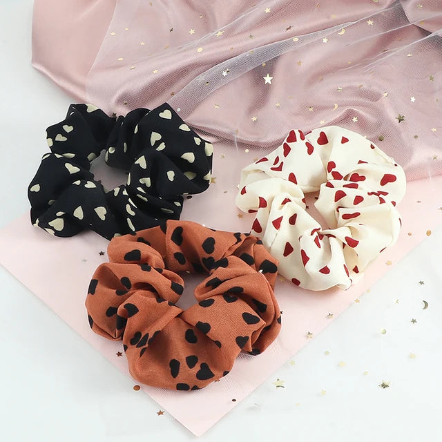 Set de 3 Scrunchies Estampados – Estilo Coreano para Peinados Elegantes