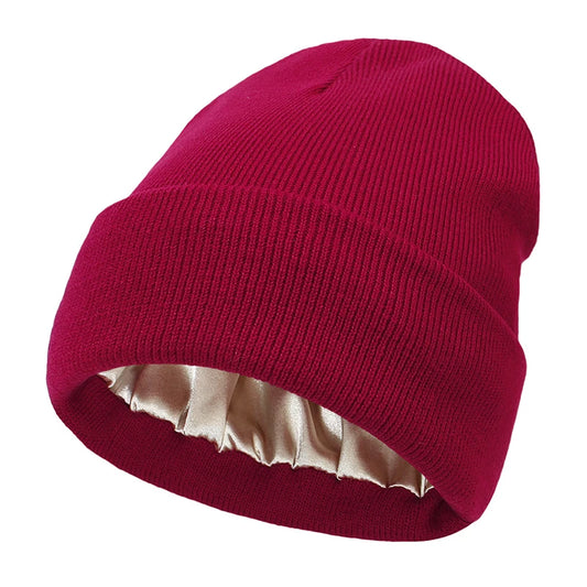 Gorro de Invierno para Mujer con Forro de Satén | Gorro de Punto Grueso y Suave | Antifrizz, Cálido y Cómodo