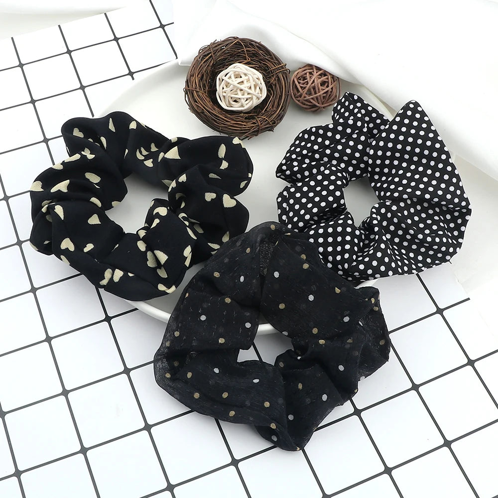 Set de 3 Scrunchies Estampados – Estilo Coreano para Peinados Elegantes
