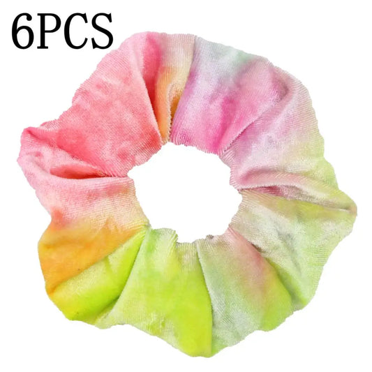 Pack de 6 Scrunchies de Terciopelo – Estampado Leopardo y Colores Neón