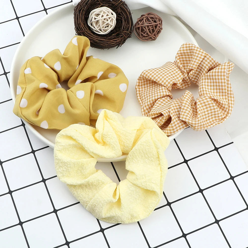 Set de 3 Scrunchies Estampados – Estilo Coreano para Peinados Elegantes