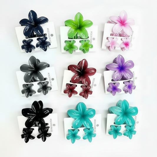 Pack de 3 Pinzas Florales en Degradé – Accesorios para Peinados y Cola de Caballo