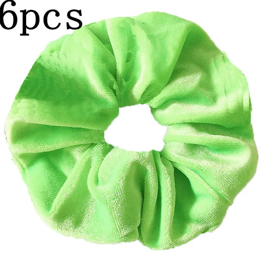 Pack de 6 Scrunchies de Terciopelo – Estampado Leopardo y Colores Neón