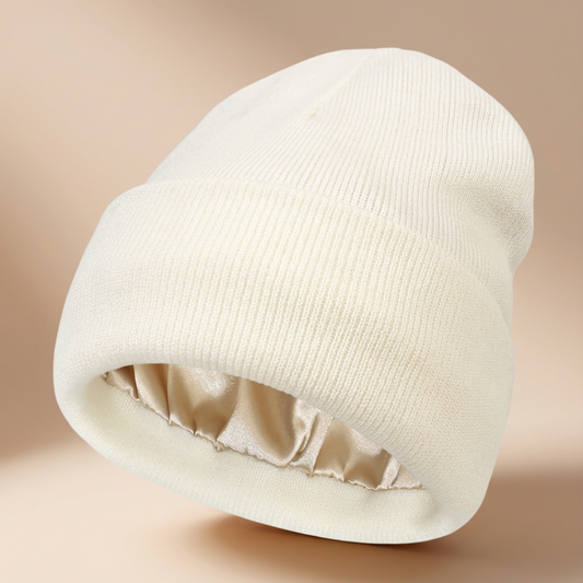 Gorro de Invierno para Mujer con Forro de Satén | Gorro de Punto Grueso y Suave | Antifrizz, Cálido y Cómodo