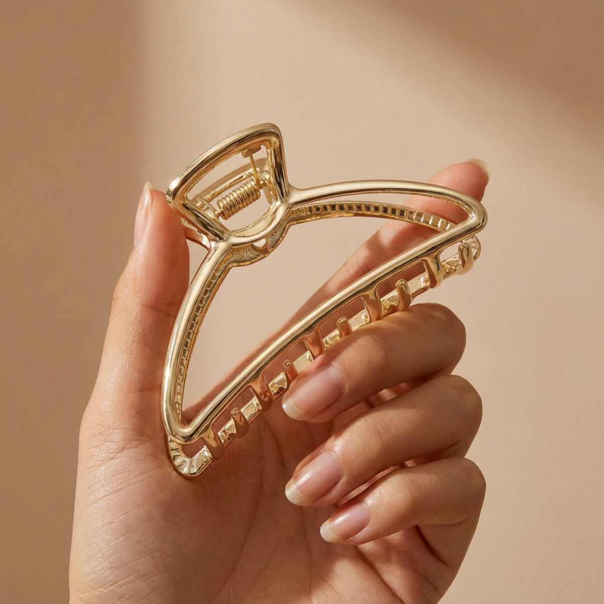 Pinza Geométrica Dorada – Accesorio Elegante para el Cabello