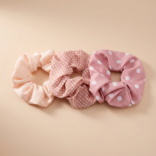 Set de 3 Scrunchies Estampados – Estilo Coreano para Peinados Elegantes
